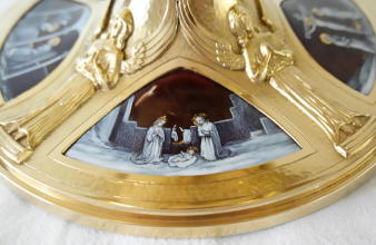 Solid silver gilt antique French Romanesque Chalice.